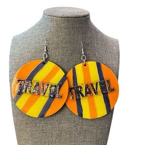 Custom Made 3” Travel Statement Hoop Earrings
